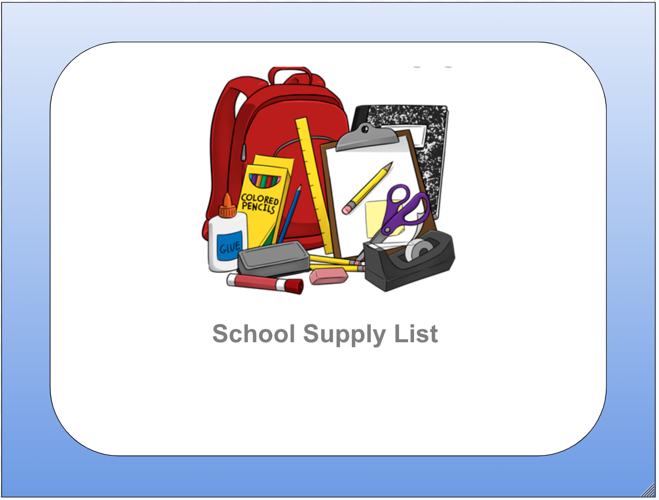  Supply Lists